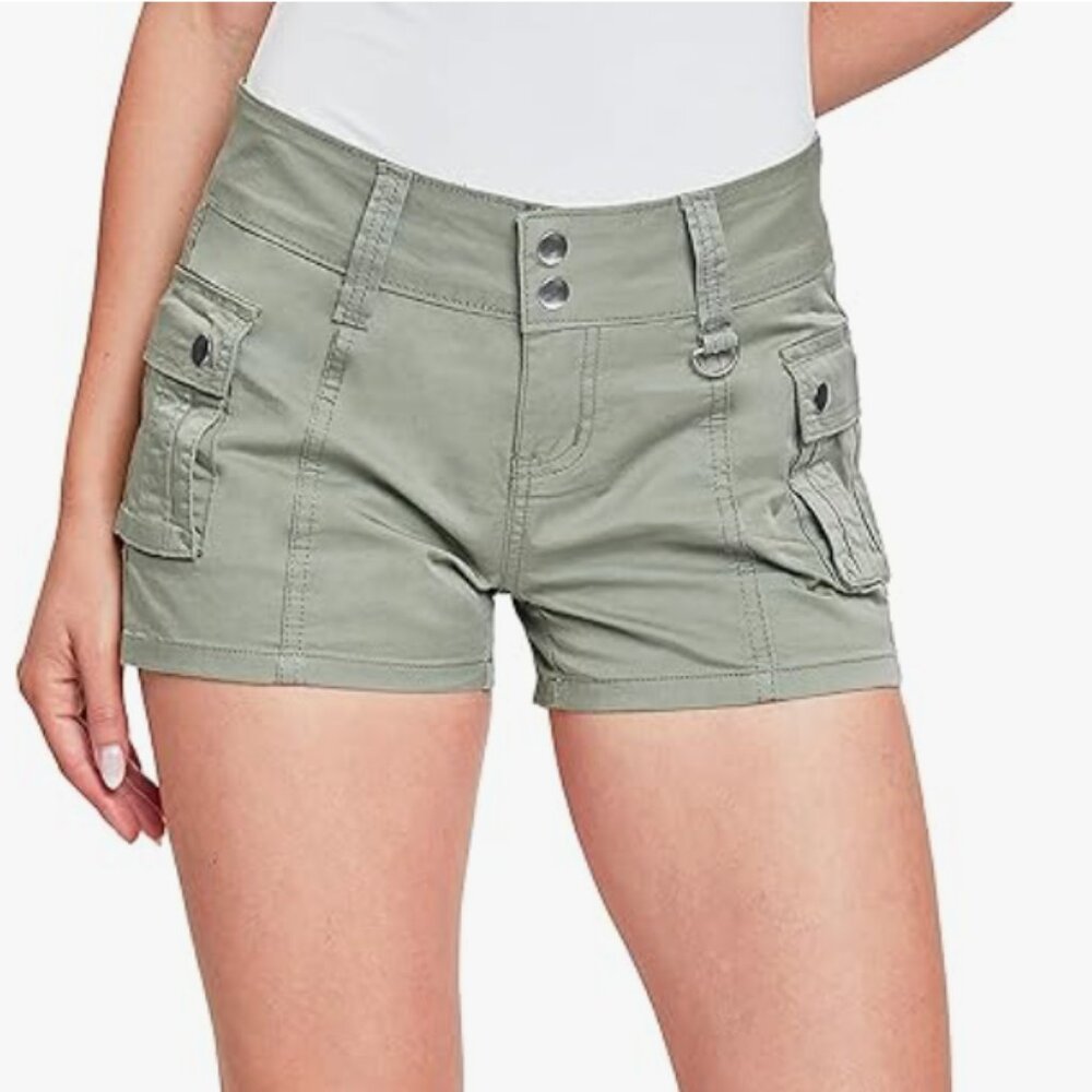 YMI Juniors Cargo Shorts Green Y2K Gorpcore Safari Core Army Chic Utility Sz 7